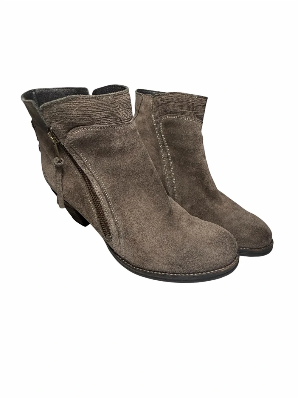 Taos Dille Suede Ankle Booties in Taupe Made in Potugal - Women 11